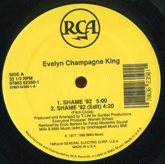 Evelyn Champagne King* : Shame (12", Maxi)