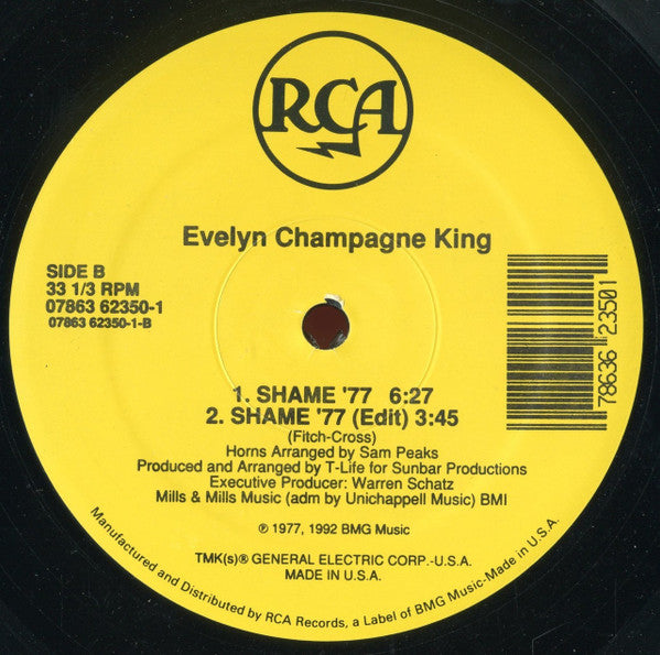 Evelyn Champagne King* : Shame (12", Maxi)