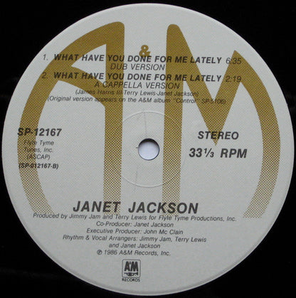 Janet Jackson : What Have You Done For Me Lately (12", Single, RCA)