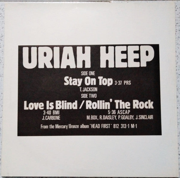 Uriah Heep : Stay On Top (12", Promo)