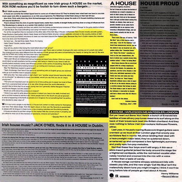 A House : Call Me Blue (12", Single, Promo)