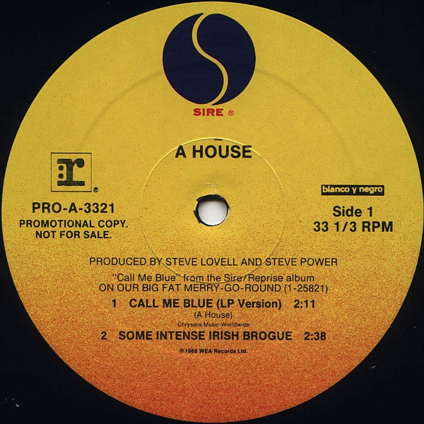 A House : Call Me Blue (12", Single, Promo)