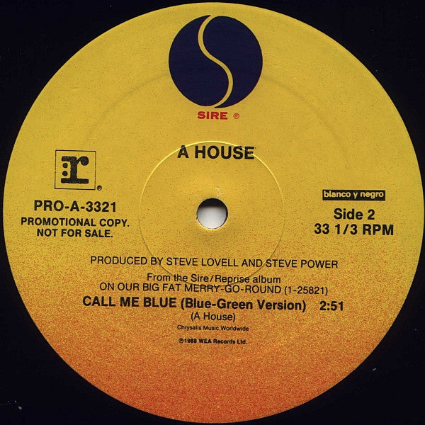 A House : Call Me Blue (12", Single, Promo)