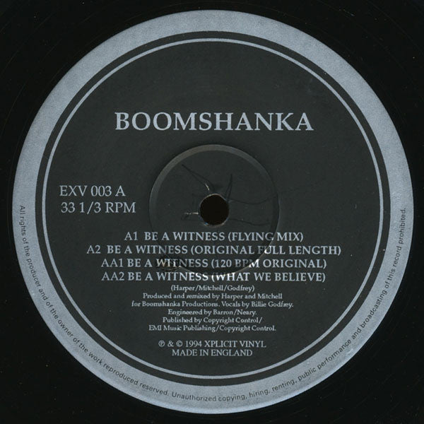 Boomshanka : Be A Witness (12")