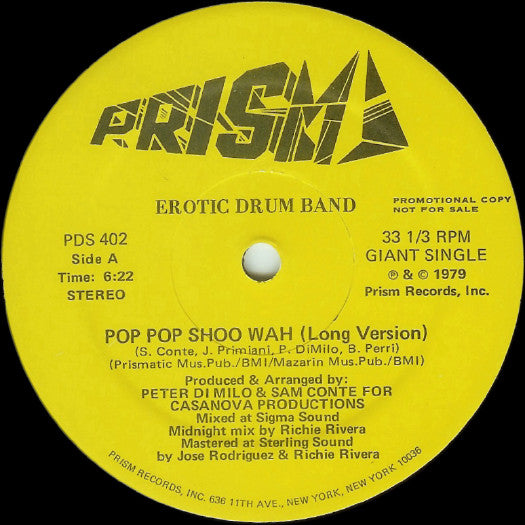 Erotic Drum Band : Pop Pop Shoo Wah (12", Single, Promo)