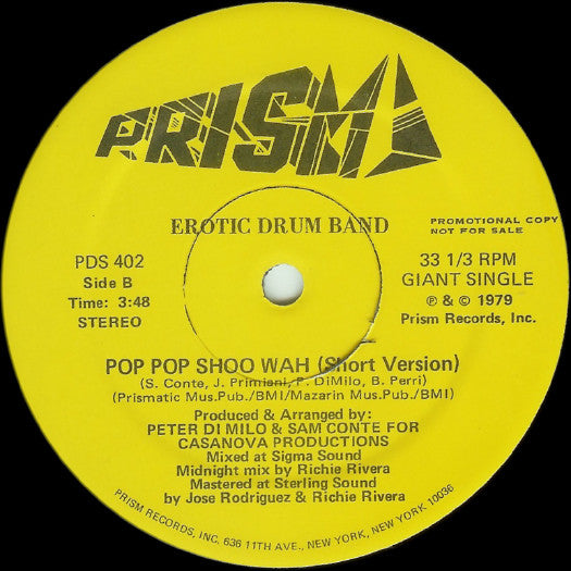Erotic Drum Band : Pop Pop Shoo Wah (12", Single, Promo)