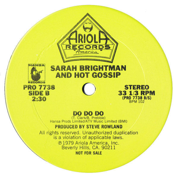 Sarah Brightman and Hot Gossip : (I Lost My Heart To A) Starship Trooper / Do Do Do (12", Promo)