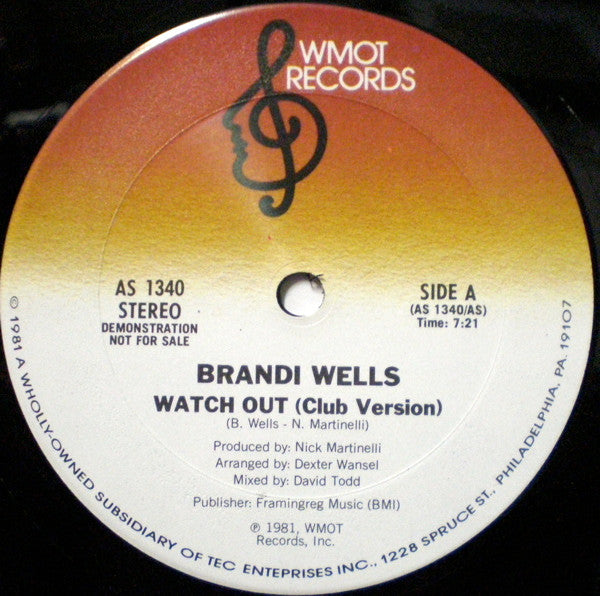 Brandi Wells : Watch Out (12", Promo)