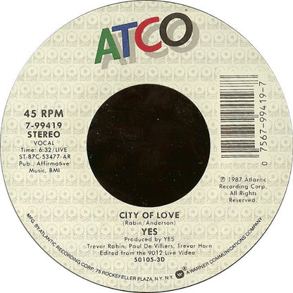 Yes : Rhythm Of Love (7", Single)