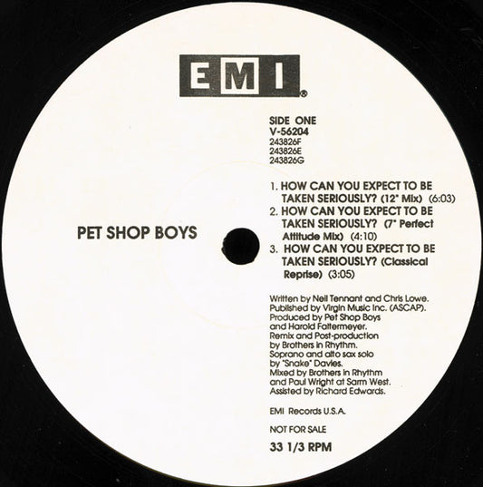 Pet Shop Boys : How Can You Expect To Be Taken Seriously? (12", Promo)