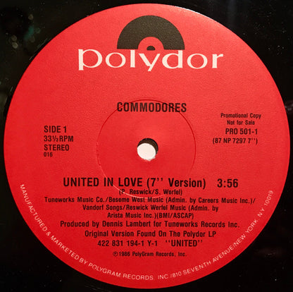 Commodores : United In Love (12", Single, Promo)