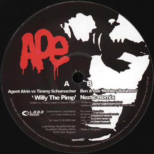 Agent Alvin vs. Timmy Schumacher / Ben & Lex : Willy The Pimp / Monkey Business (Neztic Remix) (12")
