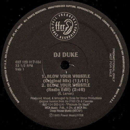 DJ Duke : Blow Your Whistle (The Remixes) (12", Promo)