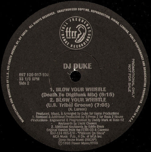 DJ Duke : Blow Your Whistle (The Remixes) (12", Promo)