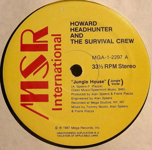 Howard Headhunter And The Survival Crew : Jungle House (12")