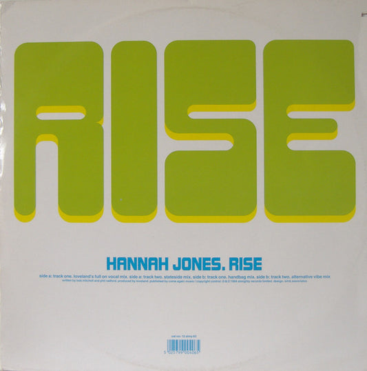Hannah Jones : Rise (12", Bla)