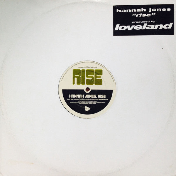 Hannah Jones : Rise (12", Bla)