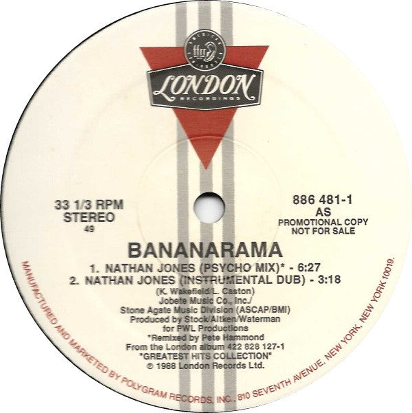 Bananarama : Nathan Jones (12", Promo)