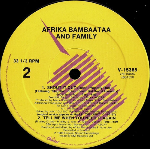 Afrika Bambaataa And Family* : Shout It Out (12")