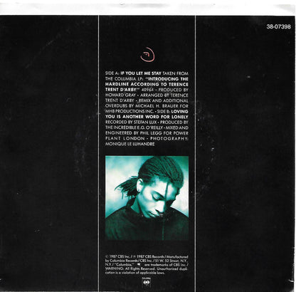 Terence Trent D'Arby : If You Let Me Stay (7", Single)