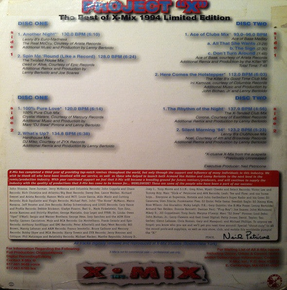 Various : Project "X" - The Best Of X-Mix 1994 Limited Edition (2x12")