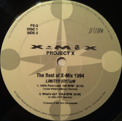 Various : Project "X" - The Best Of X-Mix 1994 Limited Edition (2x12")