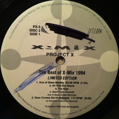 Various : Project "X" - The Best Of X-Mix 1994 Limited Edition (2x12")