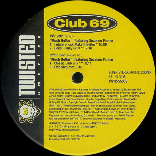 Club 69 Featuring Suzanne Palmer : Much Better (12")