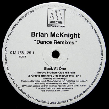 Brian McKnight : 6, 8, 12 / Back At One Dance Remixes (12")