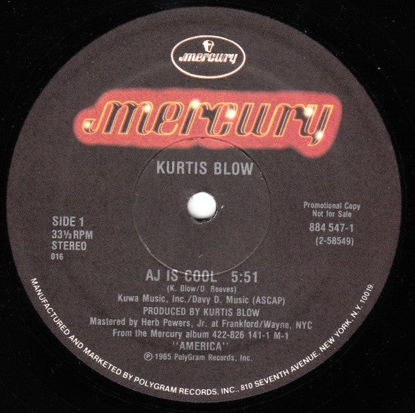 Kurtis Blow : AJ Is Cool (12", Promo)