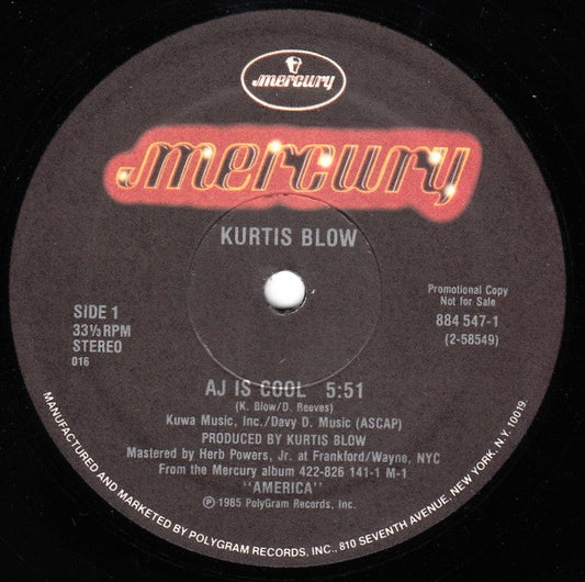 Kurtis Blow : AJ Is Cool (12", Promo)