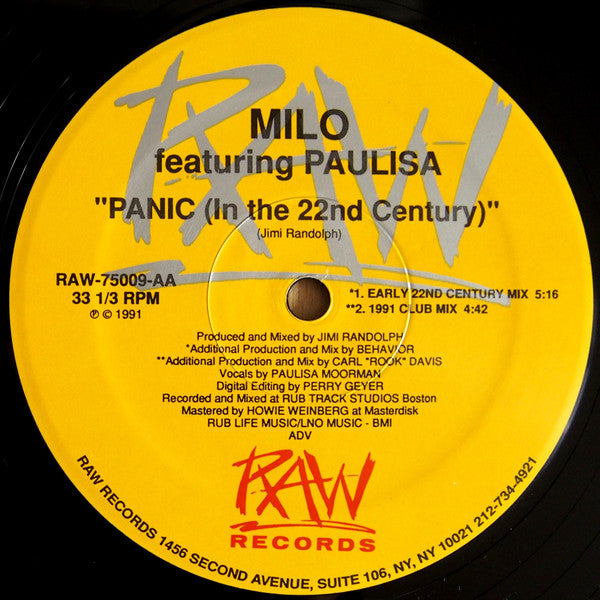 Milo (8) Featuring Paulisa* : Panic (In The 22nd Century) (12")