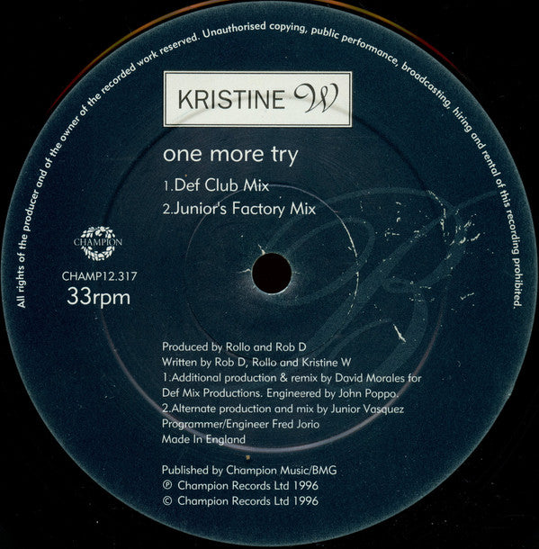 Kristine W : One More Try (12")