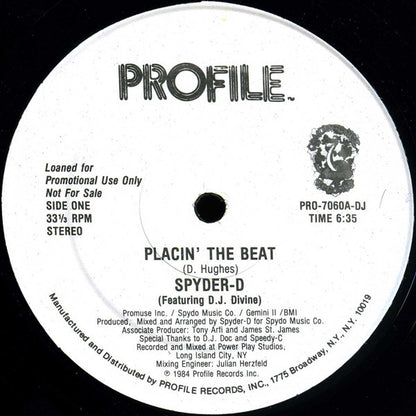 Spyder-D : Placin' The Beat (12", Promo)