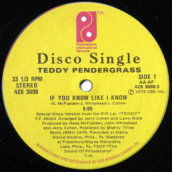 Teddy Pendergrass : If You Know Like I Know / Turn Off The Lights (12", Single)