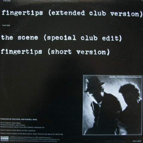 Sparks : Fingertips (12", Single)