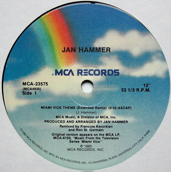 Jan Hammer : Miami Vice Theme (12", Pin)