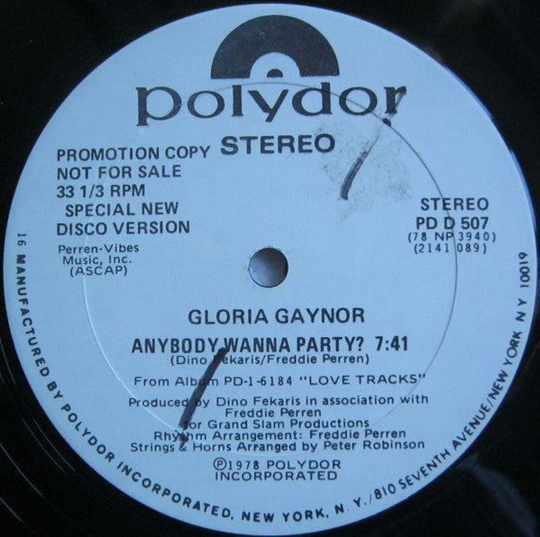 Gloria Gaynor : Anybody Wanna Party? (12", Promo, 16)