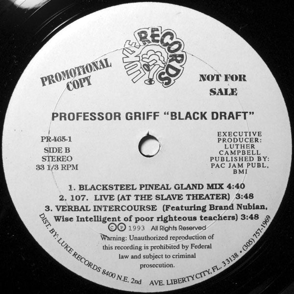 Professor Griff : Blackdraft (12", Promo)