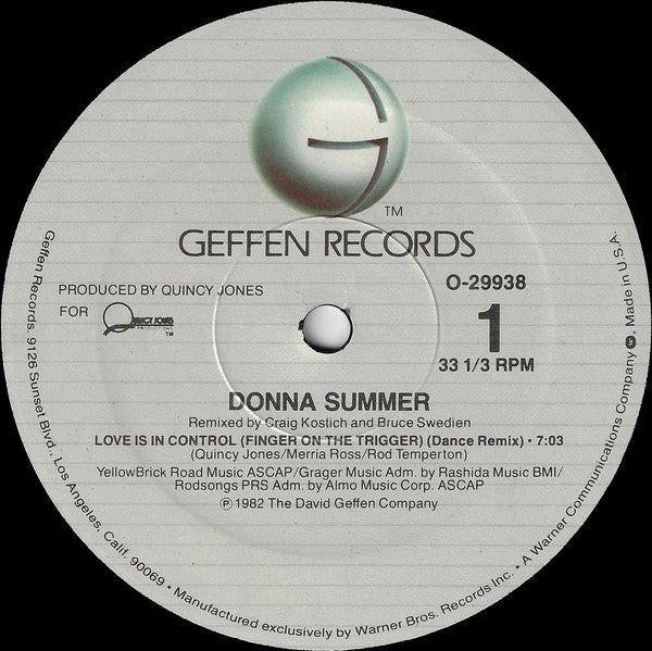Donna Summer : Love Is In Control (Finger On The Trigger) (12", ARC)