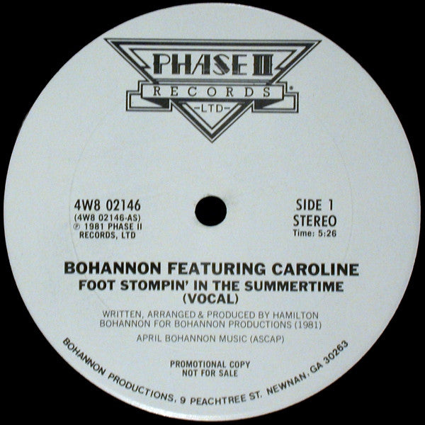 Hamilton Bohannon Featuring Caroline Crawford : Foot Stompin' In The Summertime (12", Promo)