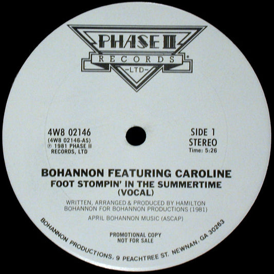 Hamilton Bohannon Featuring Caroline Crawford : Foot Stompin' In The Summertime (12", Promo)