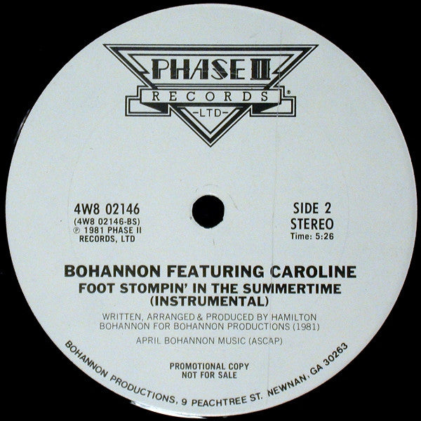 Hamilton Bohannon Featuring Caroline Crawford : Foot Stompin' In The Summertime (12", Promo)