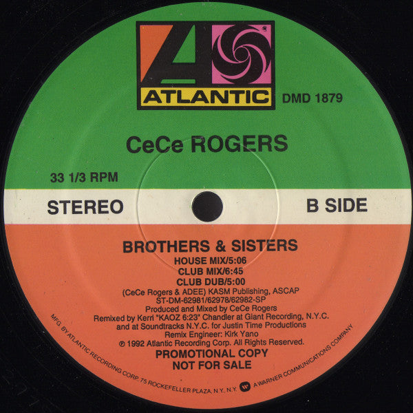 Ce Ce Rogers : Brothers & Sisters (12", Promo)