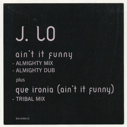 Jennifer Lopez : Ain't It Funny (12", Promo)