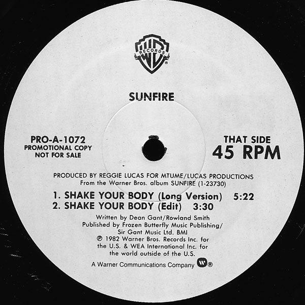 Yaz* / Sunfire (2) : Don't Go / Shake Your Body (12", Promo)