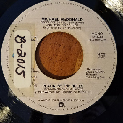 Michael McDonald : Playin' By The Rules (7", Mono, Promo)