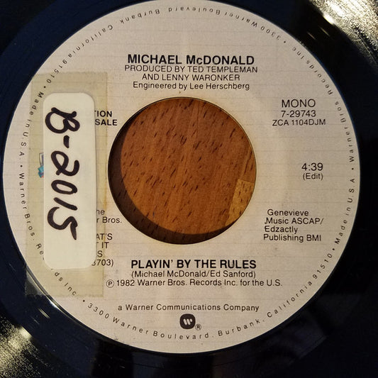 Michael McDonald : Playin' By The Rules (7", Mono, Promo)