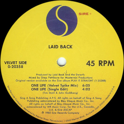 Laid Back : One Life / It's The Way You Do It (12", Maxi)
