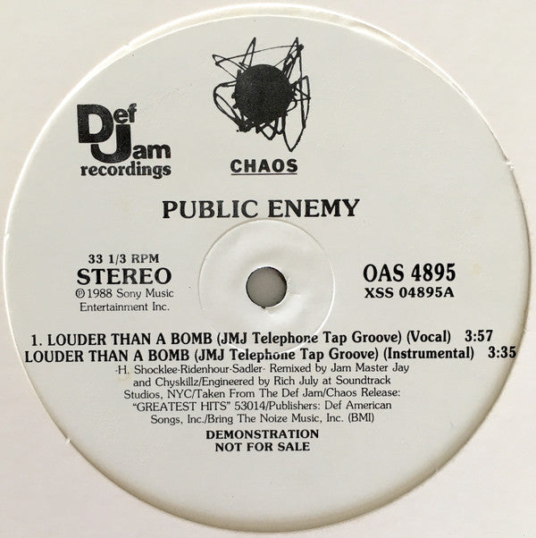 Public Enemy : Louder Than A Bomb (12", Single, Promo)
